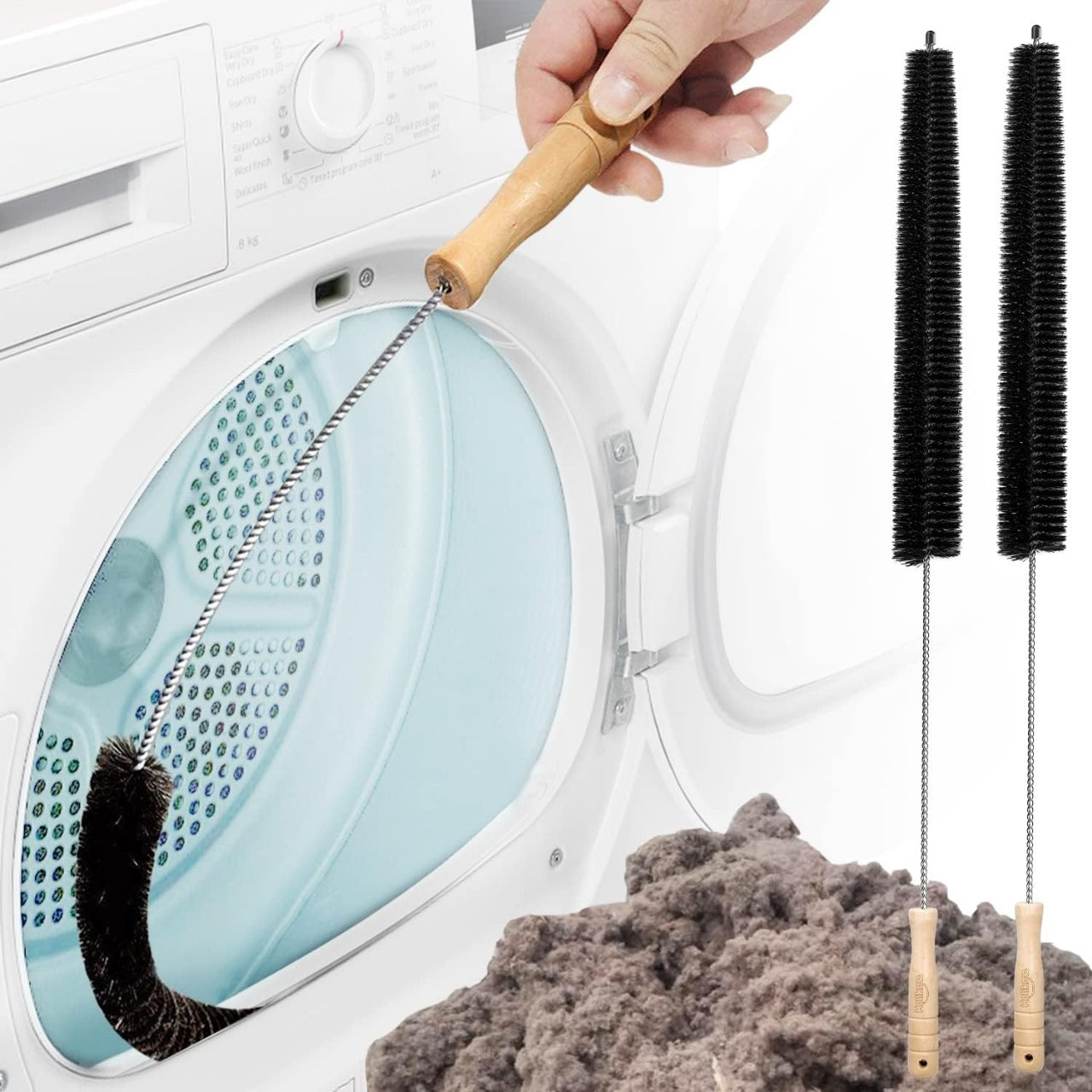 Holikme 2 Pack Dryer Vent Cleaner Kit Clothes Dryer Lint Brush Vent Trap Cleaner Brush