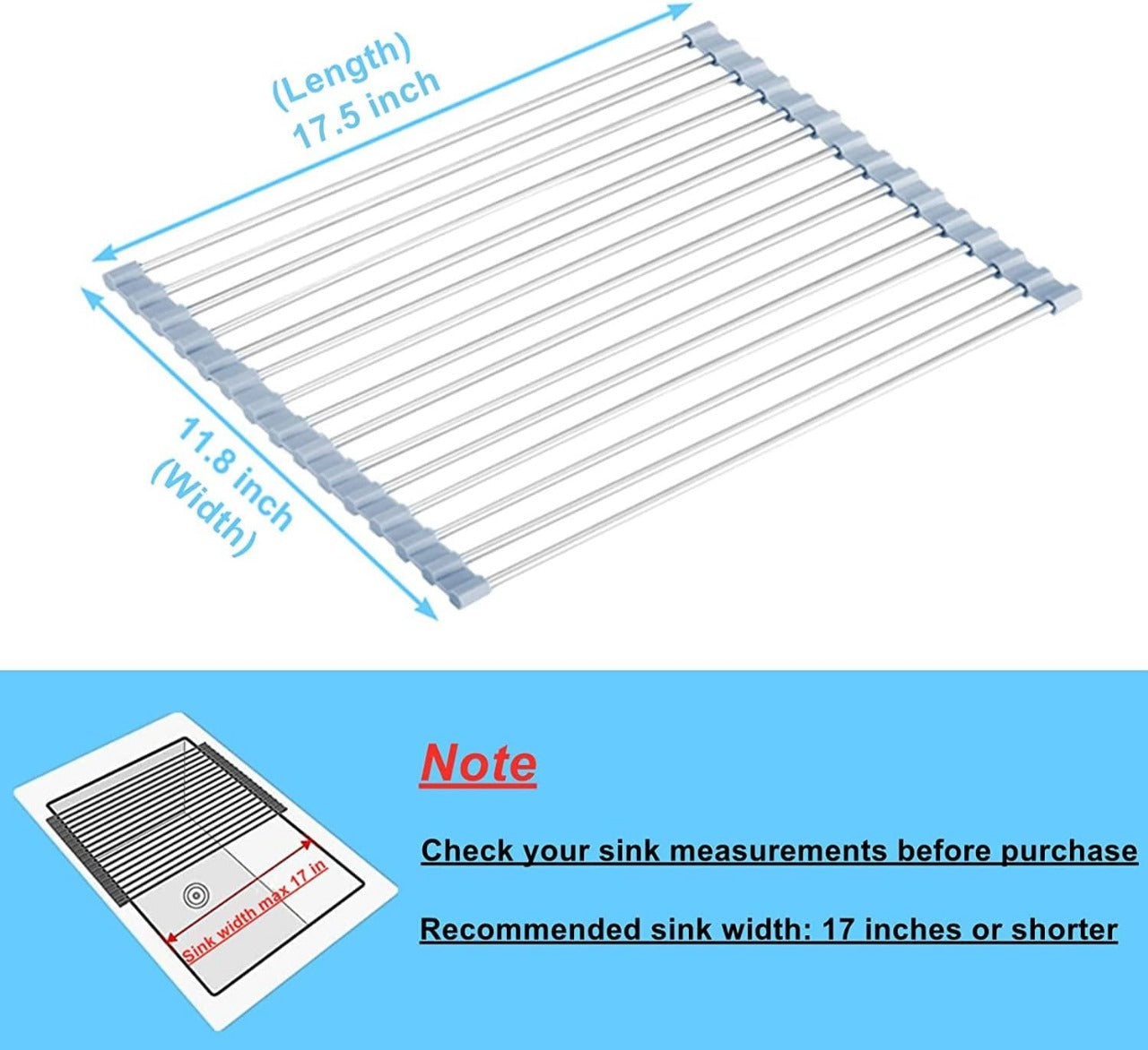 Seropy Roll Up Dish Drying Rack, Over The Sink Dish Drying Rack Kitchen Rolling Dish Drainer