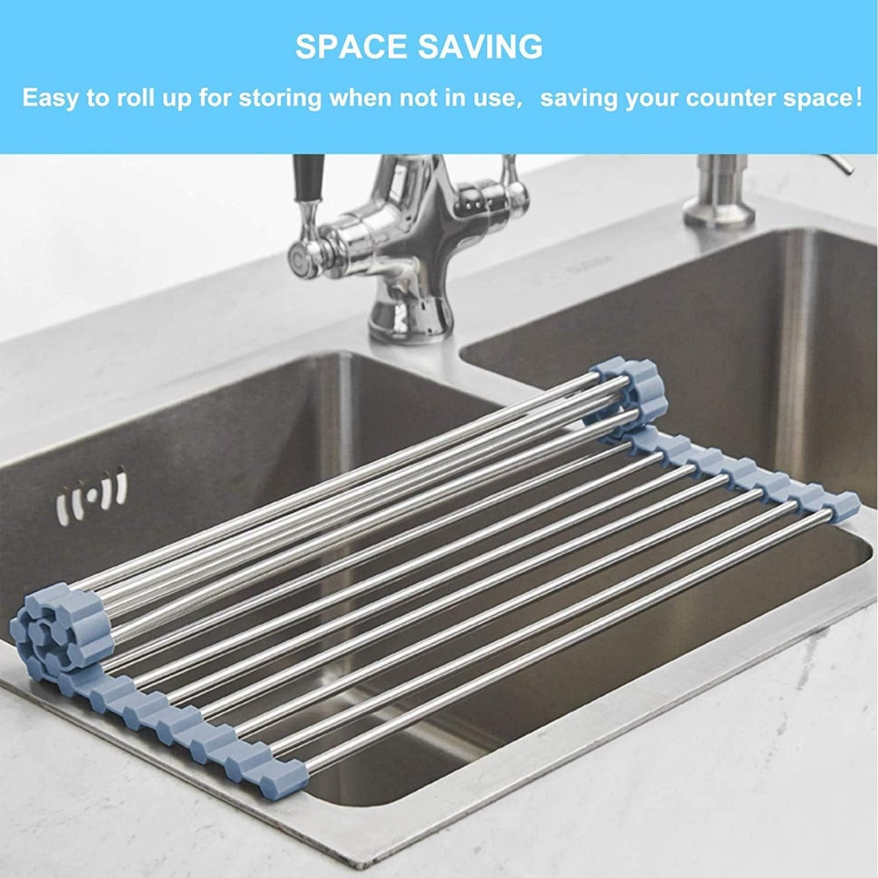 Seropy Roll Up Dish Drying Rack, Over The Sink Dish Drying Rack Kitchen Rolling Dish Drainer